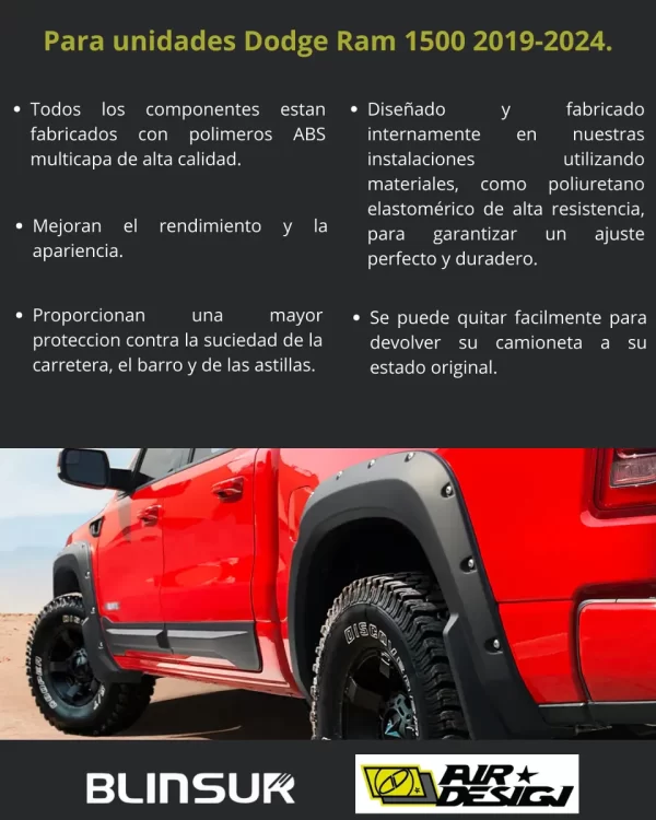 Cantoneras Remaches Airdesign Dodge Ram 1500 2019-2024