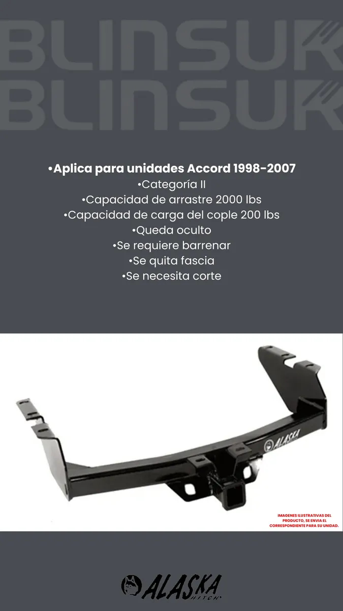 Tirón De Enganche Jalon Honda Accord 1998-2007 Negro - Image 3