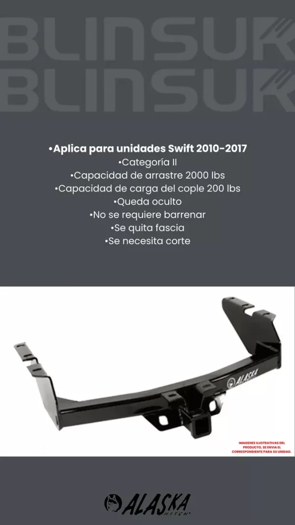 Tirón De Enganche Arrastre Suzuki Swift 2010-2017 Negro