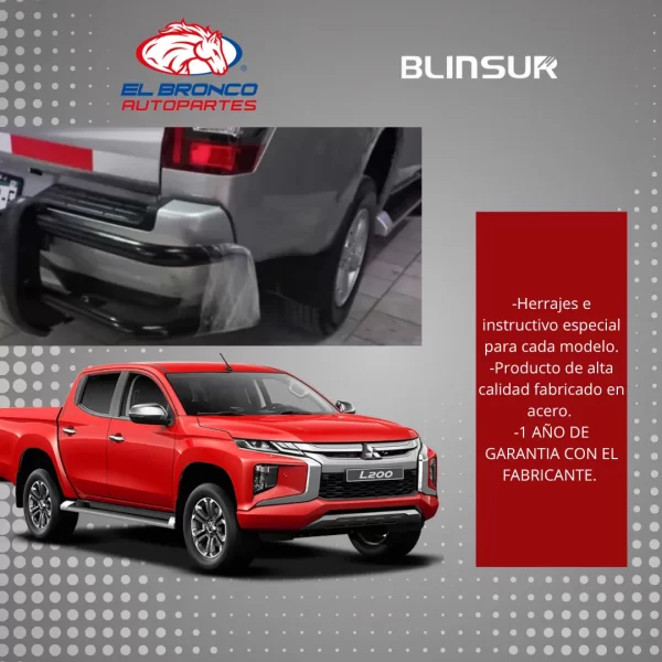 Defensa Bumper Trasero Mitsubishi L-200 2020 - 2022 Bronx