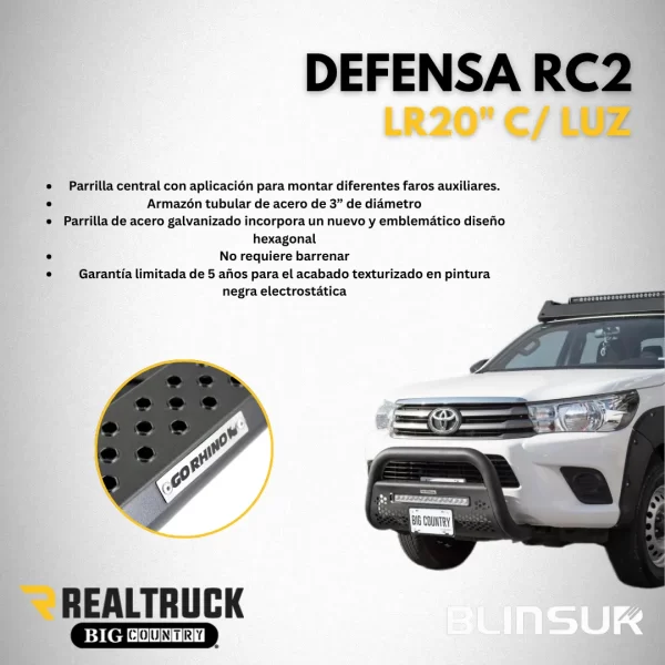 Burrera Defensa Rc2 Lr20 C/luz Toyota Tacoma 2024 - 2025