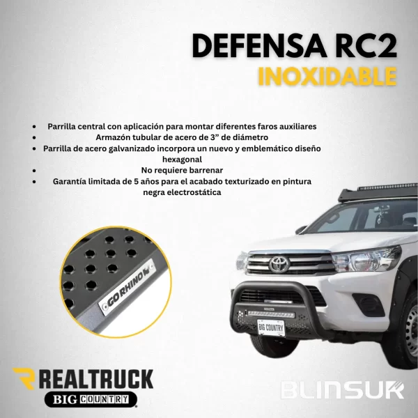 Burrera Defensa Rc2 Inox. Mitsubishi L200 2016 - 2024