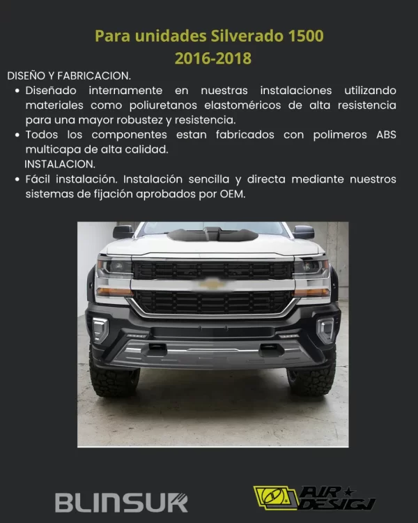 Bumper Delantero Con Led Airdesign Silverado 1500 2016 2018