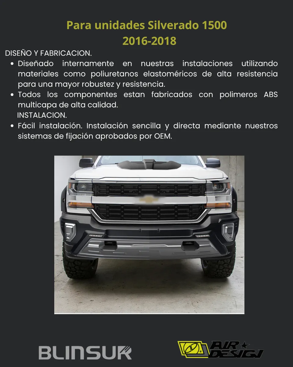 Bumper Delantero Con Led Airdesign Silverado 1500 2016-2018 - Image 3