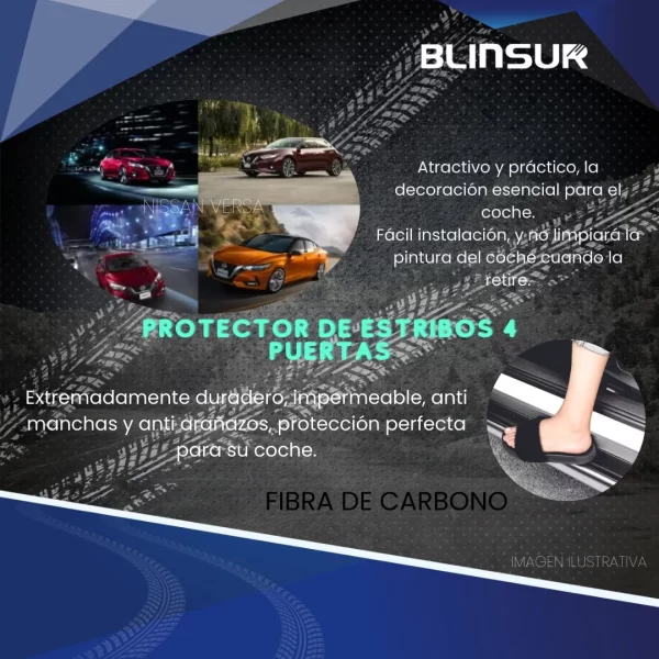 Sticker Protección De Estribos Puertas Nissan Versa Diseño10