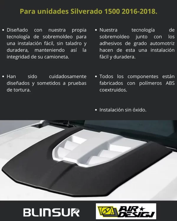 Toma De Aire De Cofre Airdesign Chevrolet Silverado 16-18