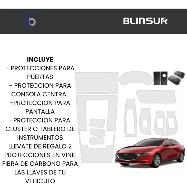 Kit Proteccion Ppf Para Acabado Piano Mazda 3 2019 Al 2023