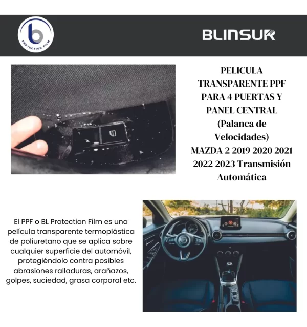 Protector Ppf Consola Central Puertas Mazda 2 2019 Al 2023