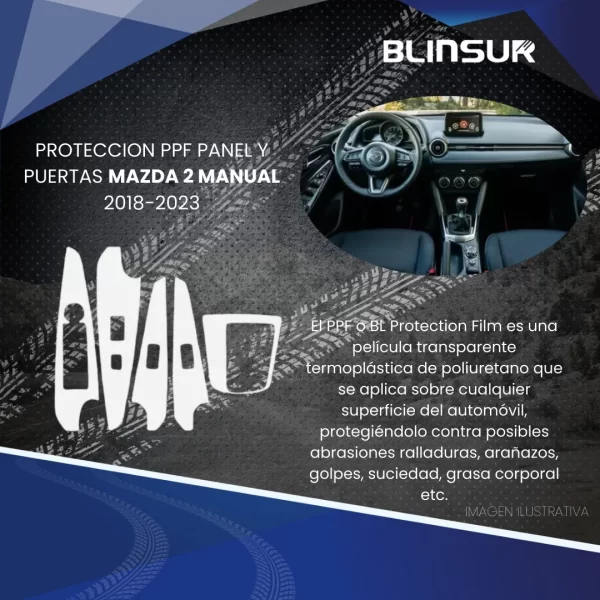 Protector Ppf Consola Central Puertas Mazda 2 Estandar 19/23