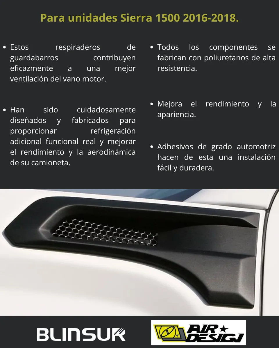 Tomas De Aire Salpicaderas Airdesign Gmc Sierra 2016-2018 - Image 3