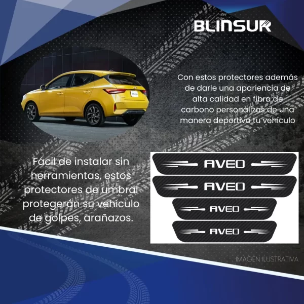 Sticker Protección Bl De Estribos Puertas Chevrolet Aveo