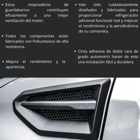 Toma De Aire Salpicadera Airdesign Toyota Hilux 2016-2019 - Image 3