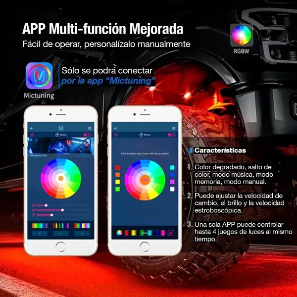 Luz Roca Rgb Led Mictuning C2 Rock Light Jeep Rzr Utv 8 Pzas