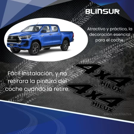 Calcomanía Bl Vinil Negro Piano 4x4 Para Toyota Hilux - Image 3