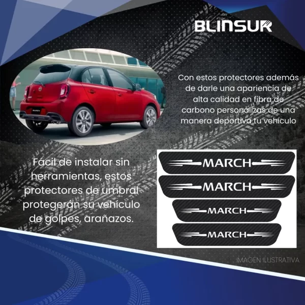 Sticker Protección Bl De Estribos 4 Puertas Nissan March