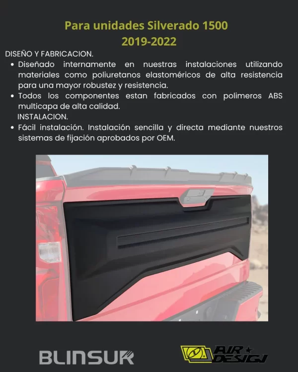 Aplique Trasero De Tapa Airdesign Chevrolet Silverado 2019