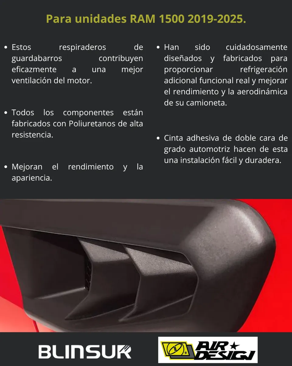 Tomas De Aire Salpicadera Airdesign Dodge Ram 1500 2019 - Image 3
