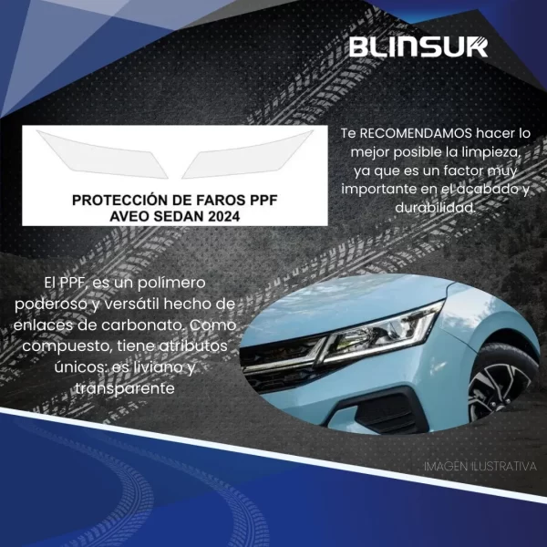 Sticker Protección Ppf Faros Aveo Sedan 2024