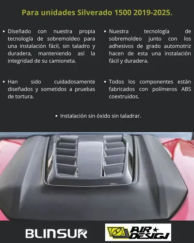 Toma De Aire Cofre Airdesign Chevrolet Silverado 2019-2025