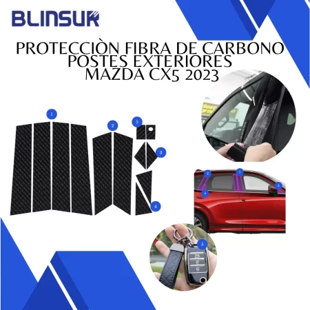 Sticker Postes Fibra Carbono Puerta Mazda Cx5 2018 - 2024 - Image 3
