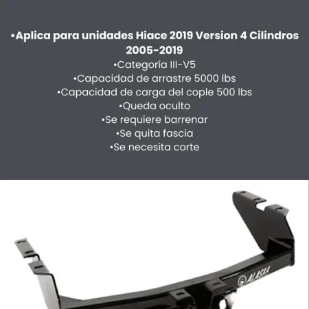 Tirón Jalón De Arrastre Toyota Hiace 2005-2018 Negro - Image 3