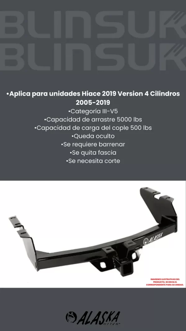Tirón Jalón De Arrastre Toyota Hiace 2005-2018 Negro