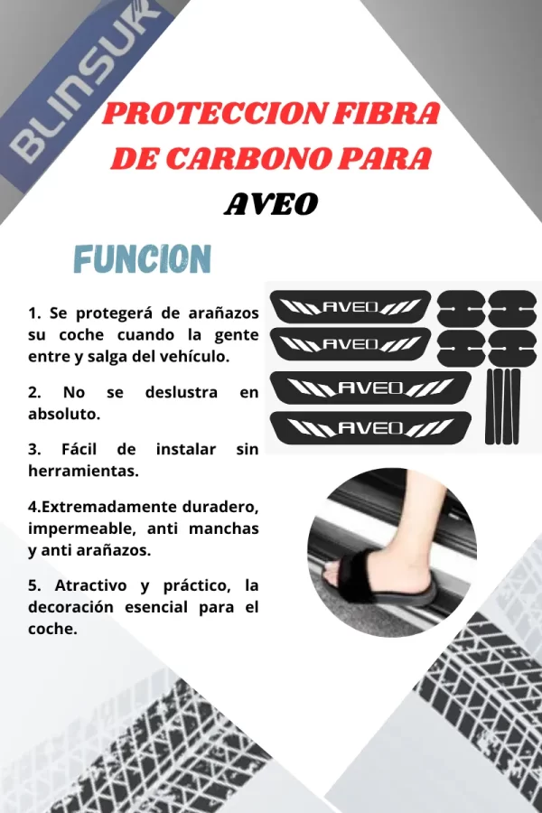 Kit Combo Proteccion Fibra De Carbono Para Aveo