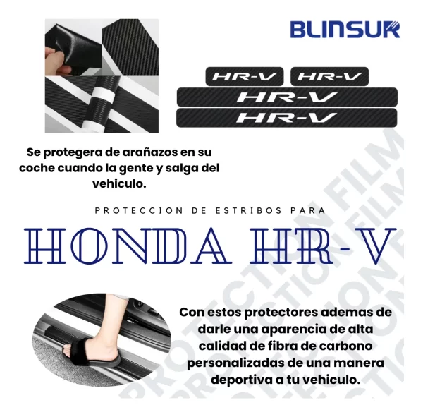 Proteccion Estribos Fibra De Carbono Con Blanco Honda Hr-v