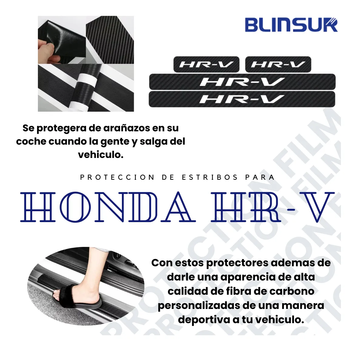 Proteccion Estribos Fibra De Carbono Con Blanco Honda Hr-v - Image 3