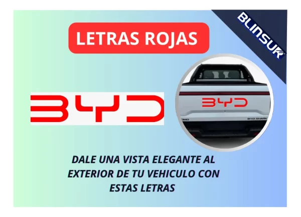 Letras Vinil Color Rojo Tapa Dmo Byd Shark 2025
