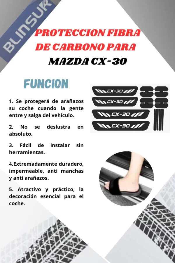 Kit Combo Proteccion Fibra De Carbono Para Mazda Cx-30