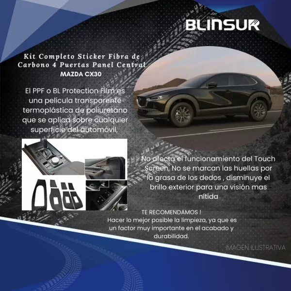 Kit Completo Sticker 4 Puertas/panel Central Mazda 3 19/21