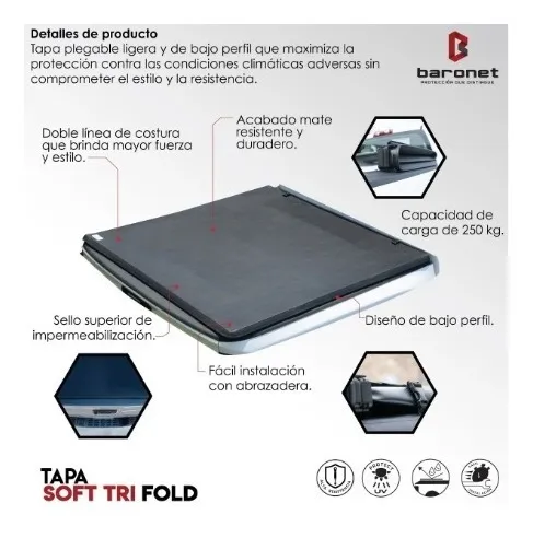 Tapa Cubre Batea Soft Tri Fold Chevrolet Silverado 2015-2018
