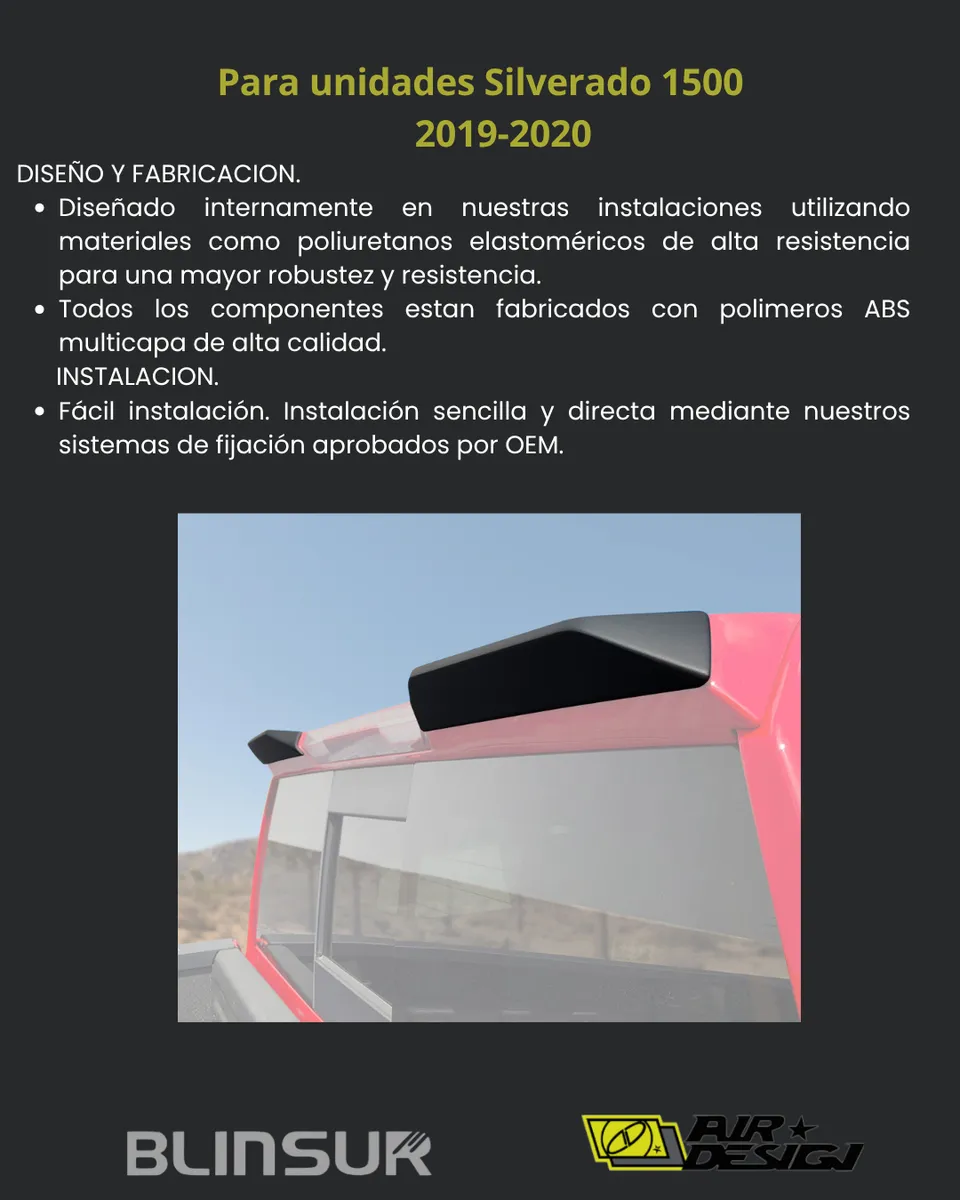 Spoiler Alerón De Cabina Silverado 2019-2020 Airdesign - Image 3