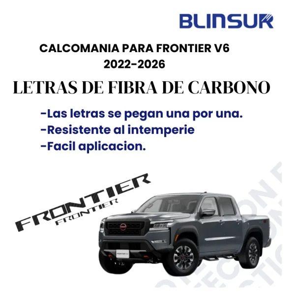 Letras Fibra De Carbon Tapa Batea/parrilla Frontier V6 22-26
