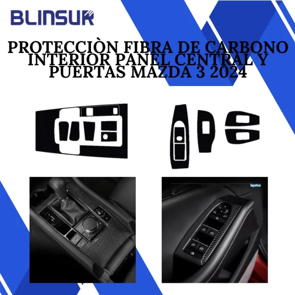 Sticker Fibra De Carbono Panel Central/puertas Mazda 3 2024