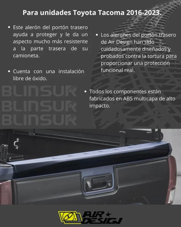 Tailgate Spoiler Para Toyota Tacoma 2016 - 2023