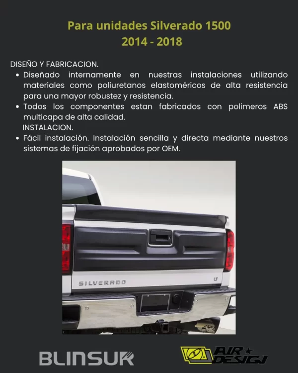 Aplique Trasero De Tapa Airdesign Chevrolet Silverado 14-18