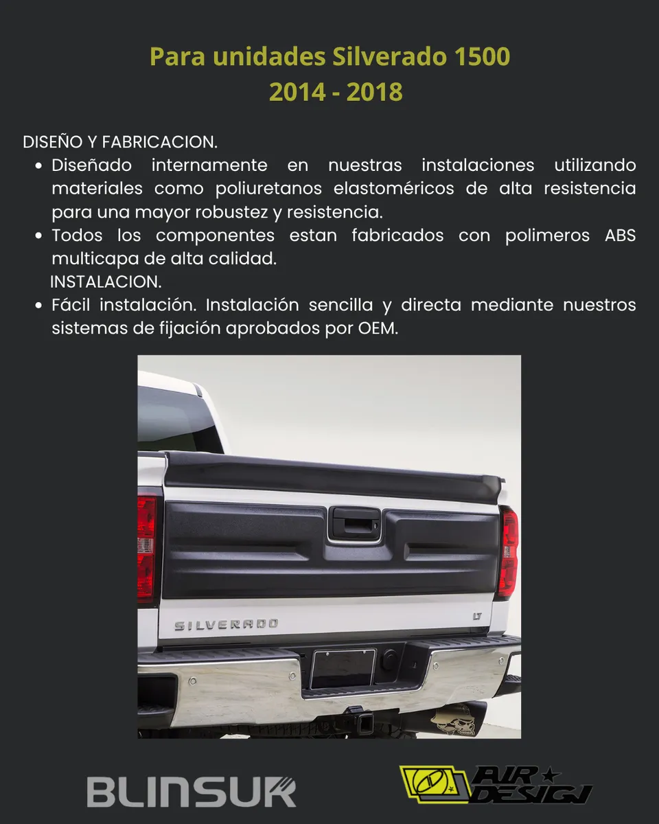 Aplique Trasero De Tapa Airdesign Chevrolet Silverado 14-18 - Image 3