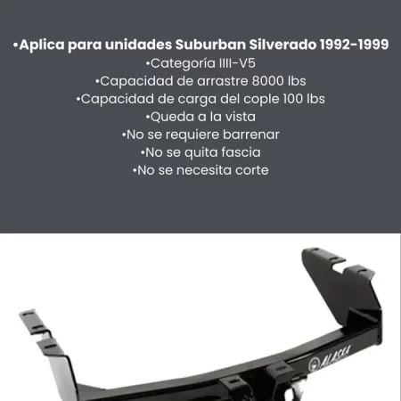 Tirón Arrastre Jalon  Suburban Silverado 1992-1999 Negro - Image 3