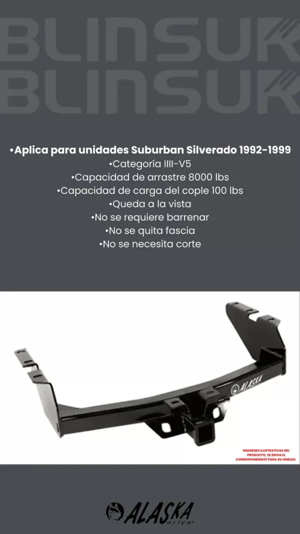Tirón Arrastre Jalon  Suburban Silverado 1992-1999 Negro