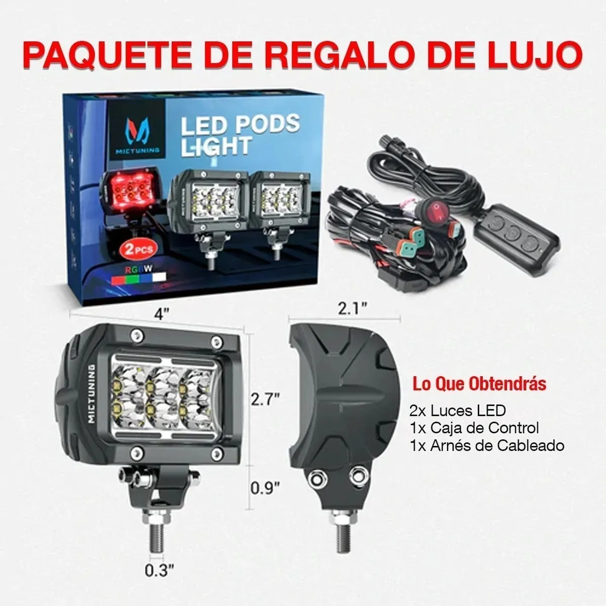 Par Faros Dually Mictuning Led Jeep Wrangler Can Am Rzr Atv - Image 3