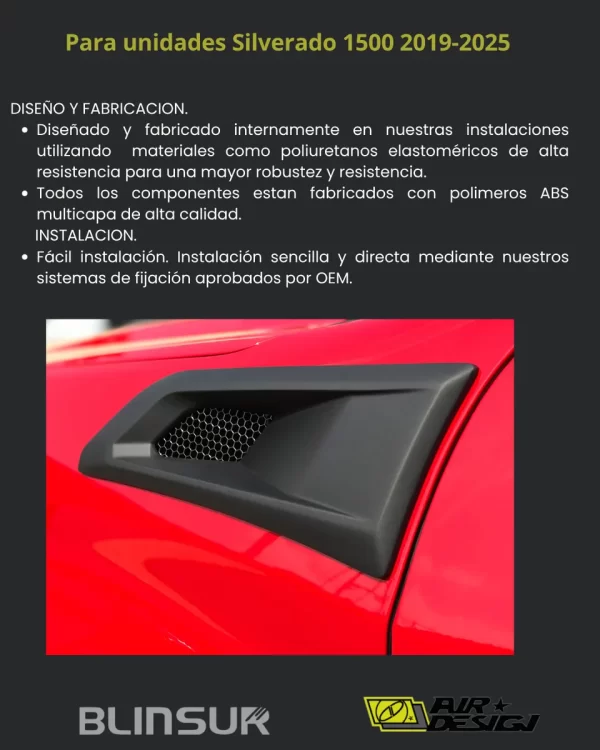 Toma De Aire Salpicadera Airdesign Chev. Silverado 2019-2025