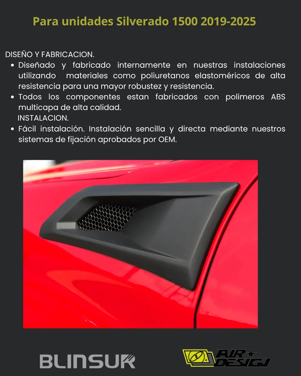 Toma De Aire Salpicadera Airdesign Chev. Silverado 2019-2025 - Image 3