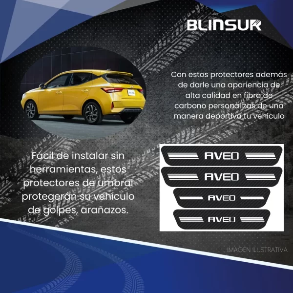 Sticker Protección Bl De Estribos Puertas Chevrolet Aveo