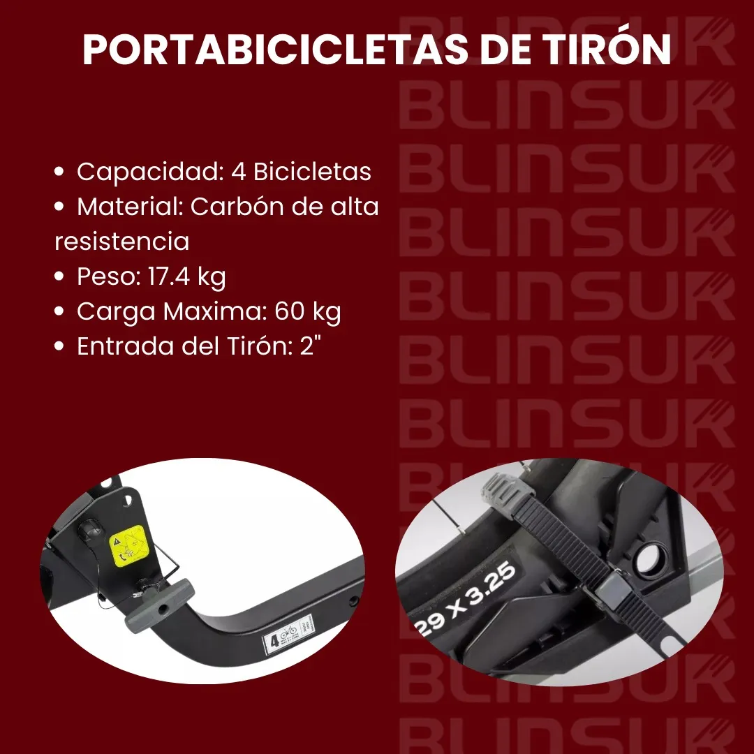 Portabicicletas De Tiron P/4 Bicicletas Carga 60 Kg - Image 3