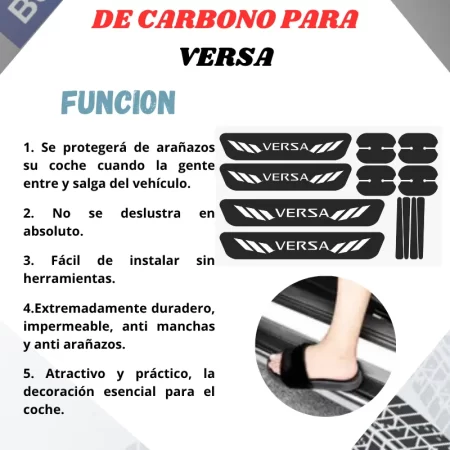 Kit Combo Proteccion Fibra De Carbono Para Versa - Image 3
