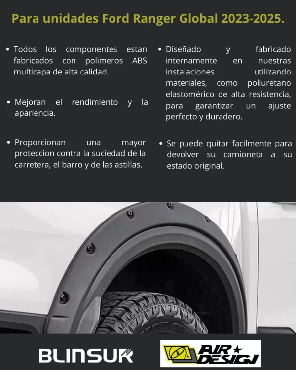 Juego De Cantoneras Wildtrak Ford Ranger Global 2023 - 2025