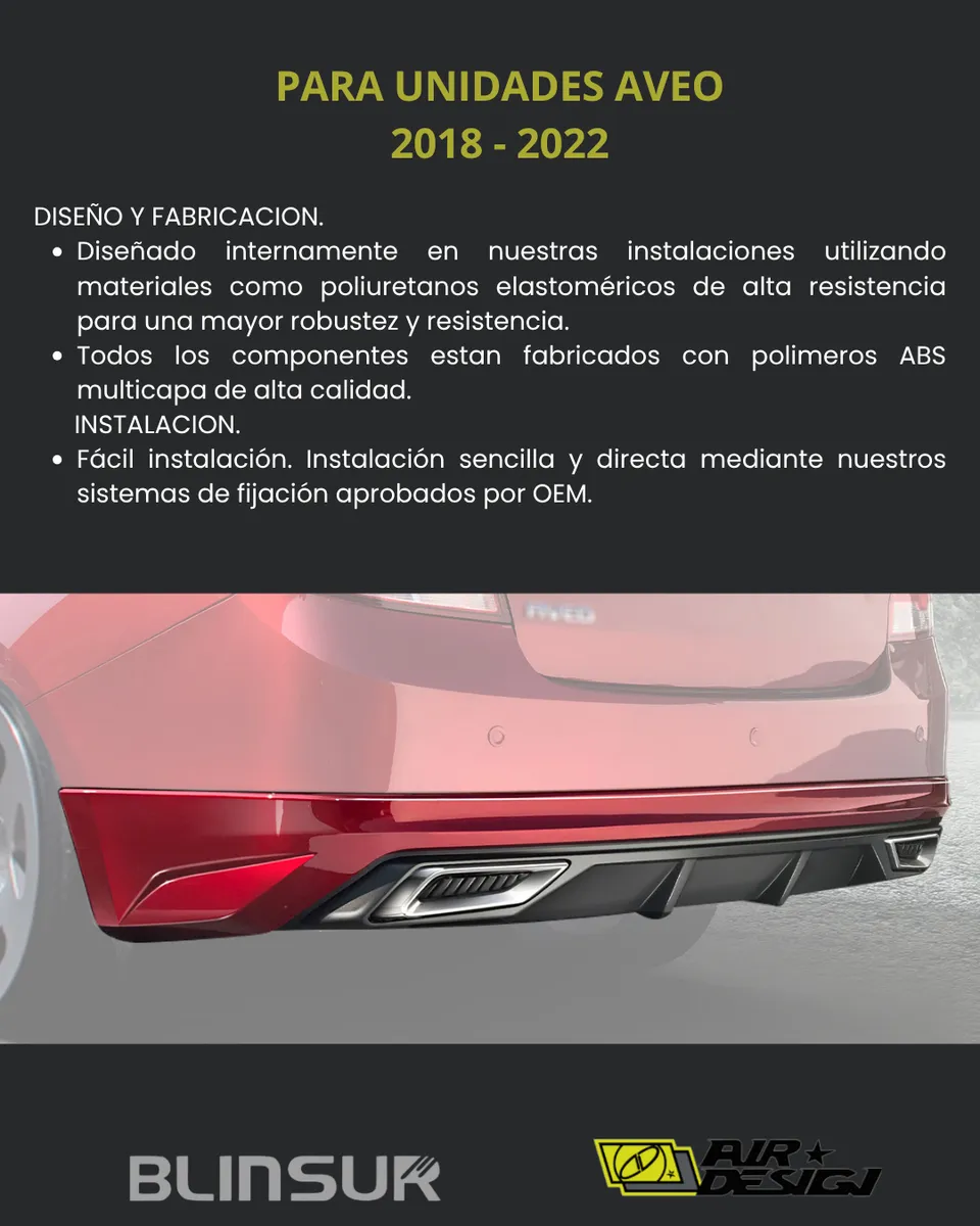 Spoiler Trasero Con Difusor Chevrolet Aveo 2018  2022 - Image 3
