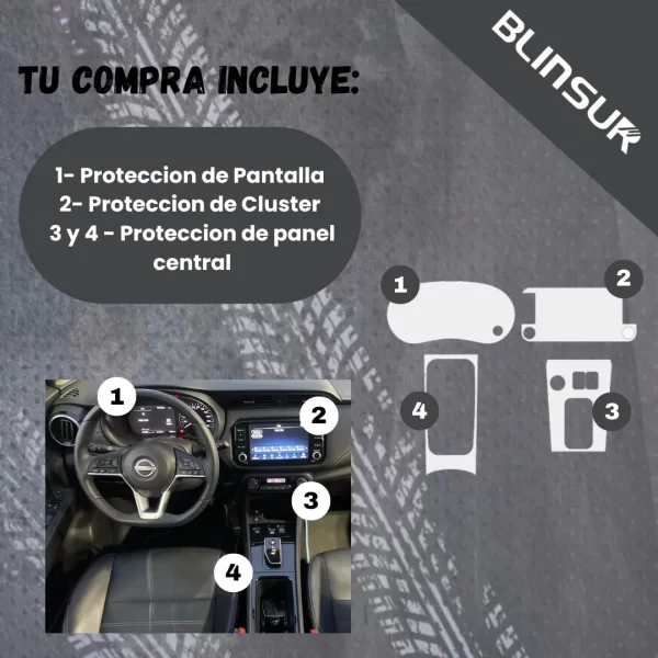 Protección Ppf Pantalla , Cluster, Panel Central Kicks 2023